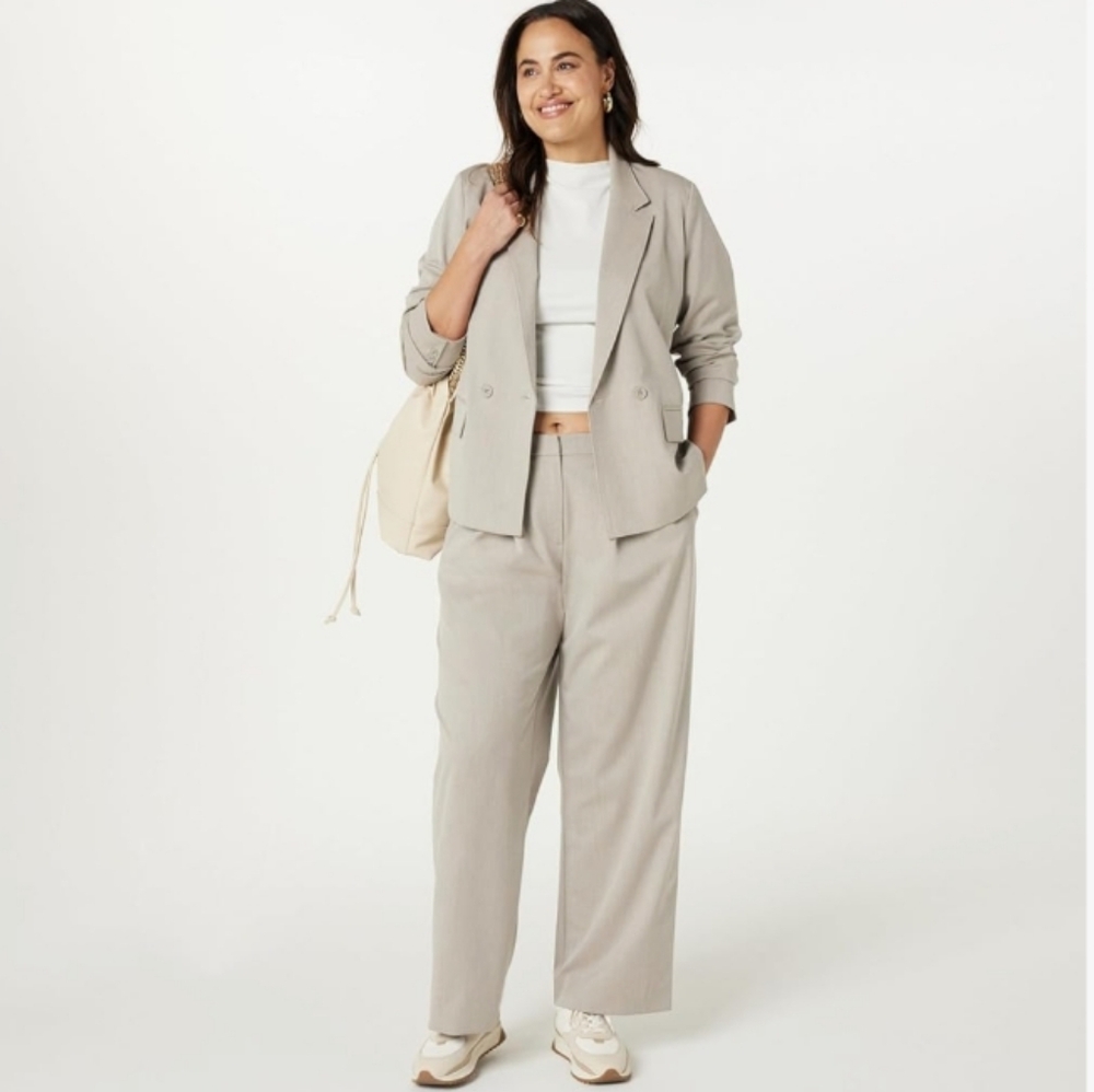 The Drop Heater Cream Liza Relaxed Single-Breasted Blazer Size Large NWT - Picture 7 of 10